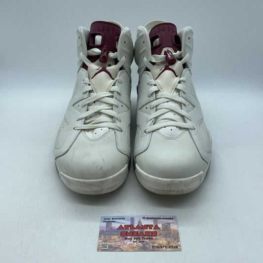 Size 12 - Air Jordan 6 Retro 2015 Maroon Burgundy White Leather (384664-116)