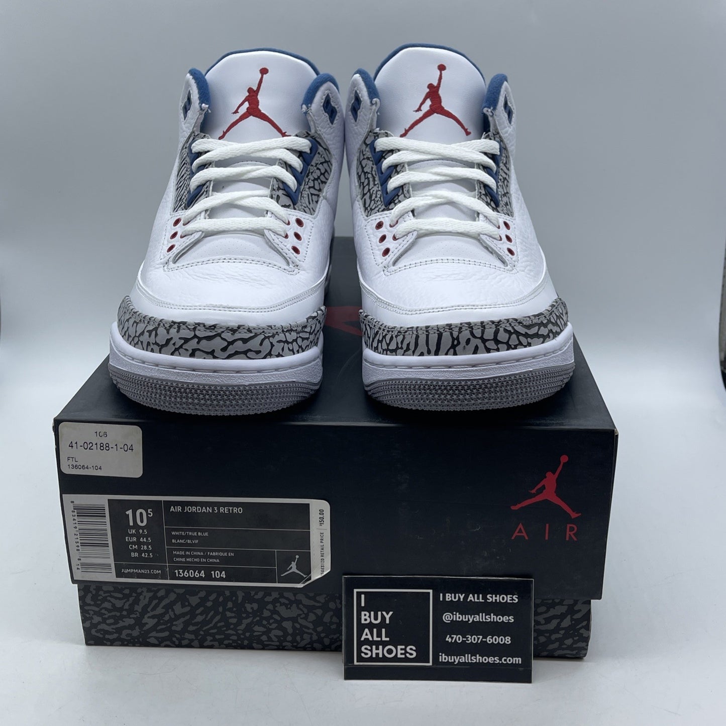 Size 10.5 - Air Jordan 3 Retro 2011 True Blue (136064-104)
