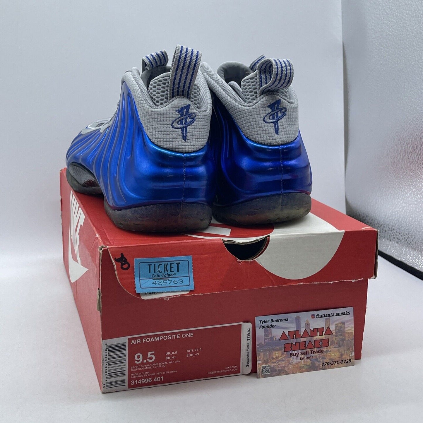 Size 9.5 - Nike Air Foamposite One Sport Royal Grey Suede Blue (314996-401)