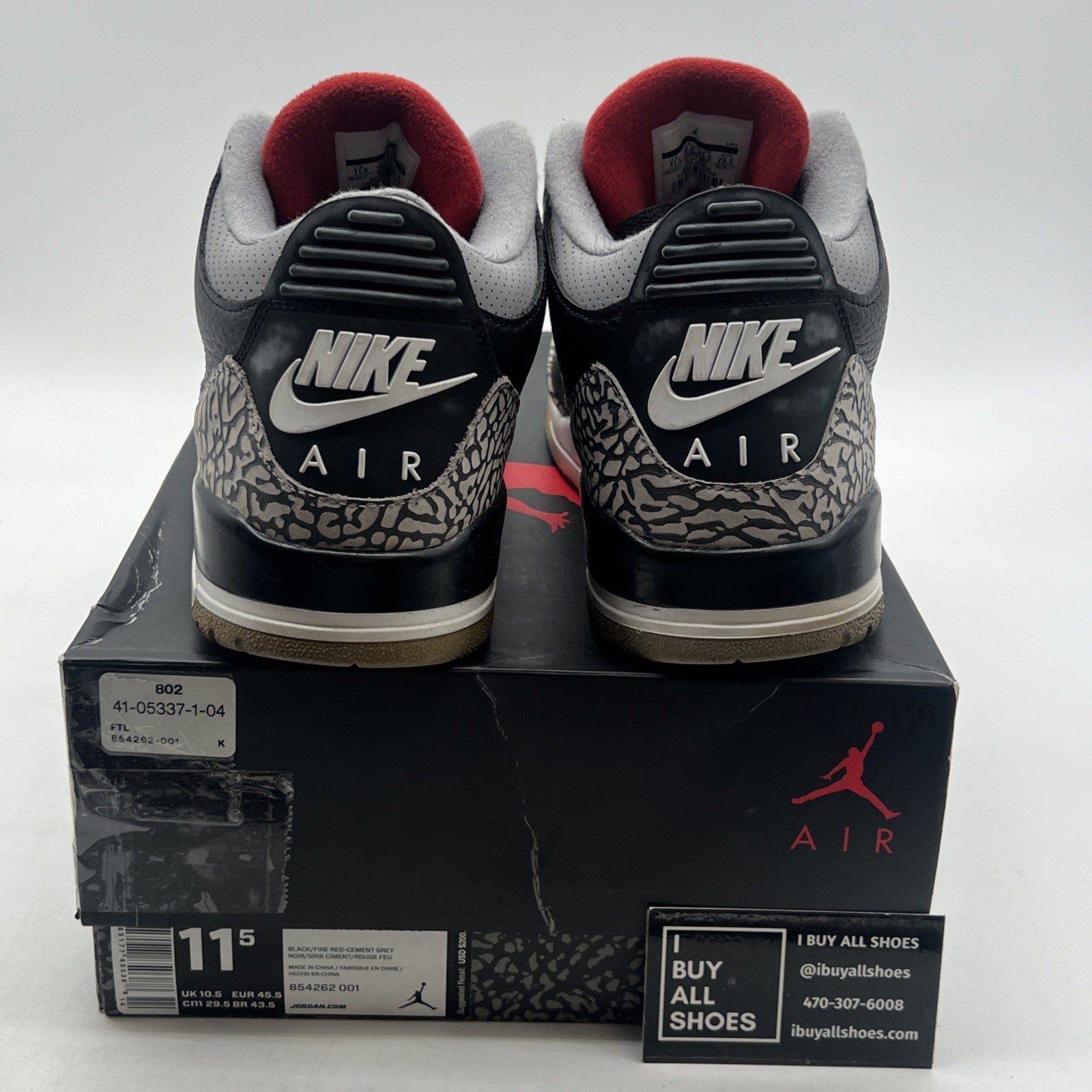 Size 11.5 - Air Jordan 3 Retro OG Mid Black Cement (854262-001)