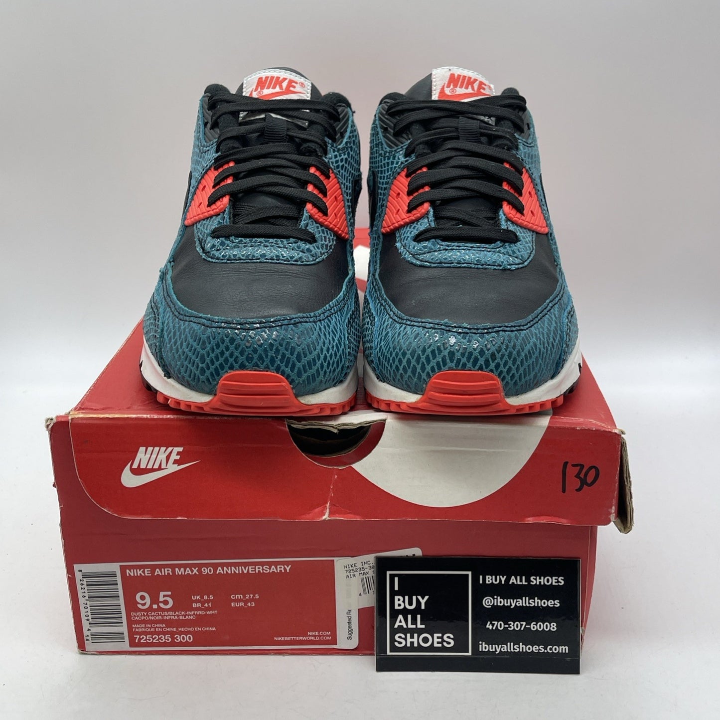Size 9.5 - Nike Air Max 90 Anniversary Infrared Snake Leather (725235-300)