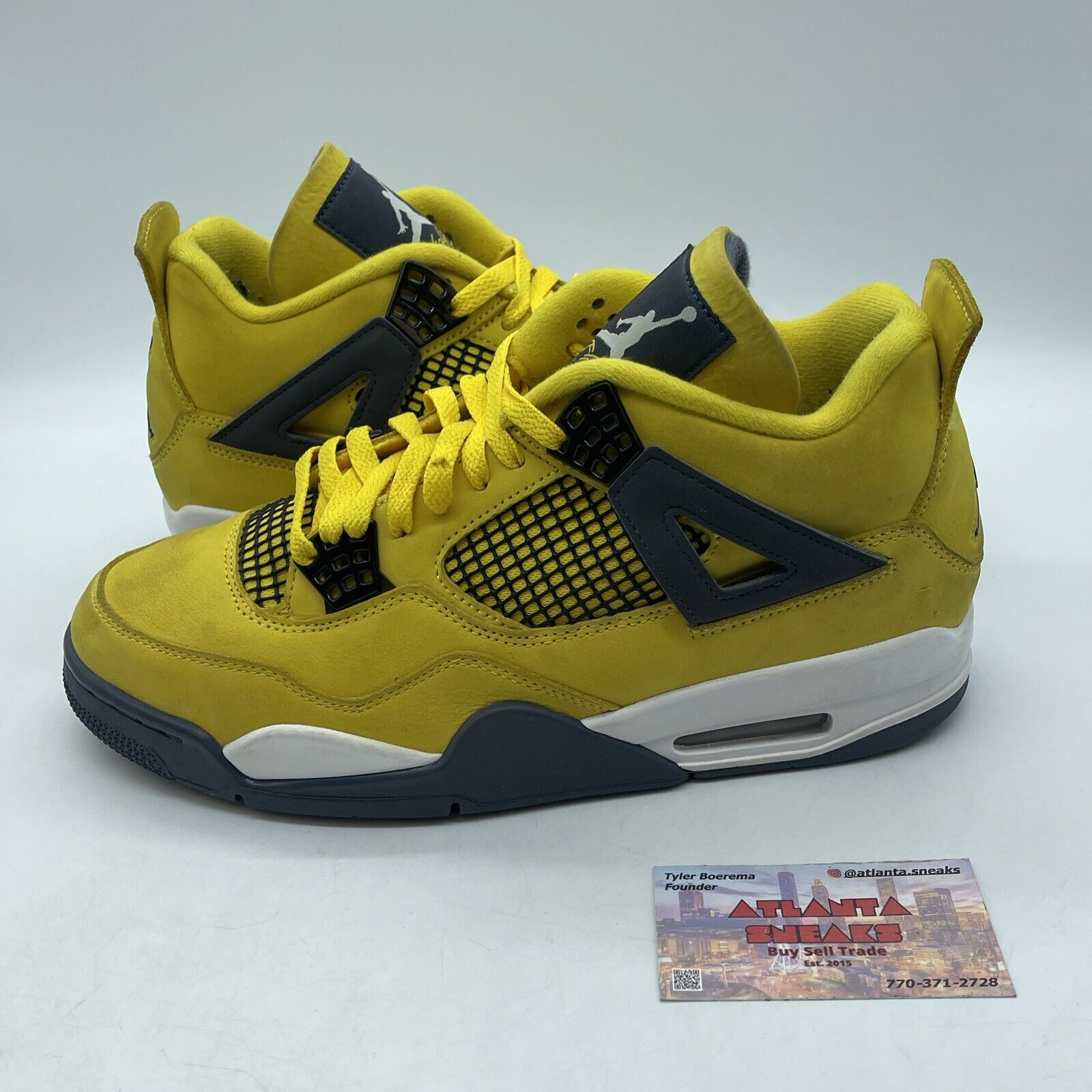 Size 10 - Jordan 4 Retro Mid Lightning Yellow Grey White Suede  (CT8527-700)