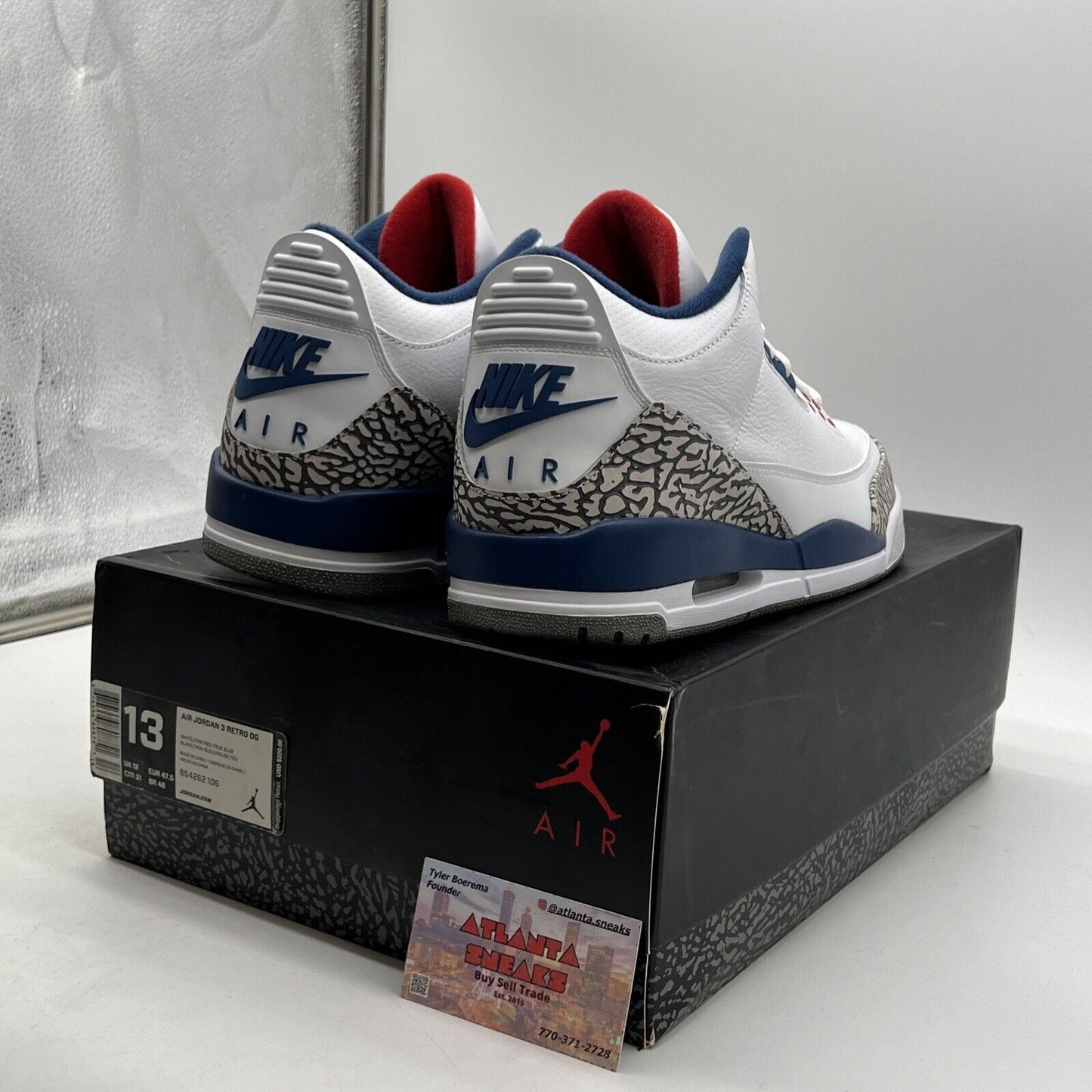 Size 13 - Jordan 3 Retro OG Mid True Blue Red White Leather (854262-106)