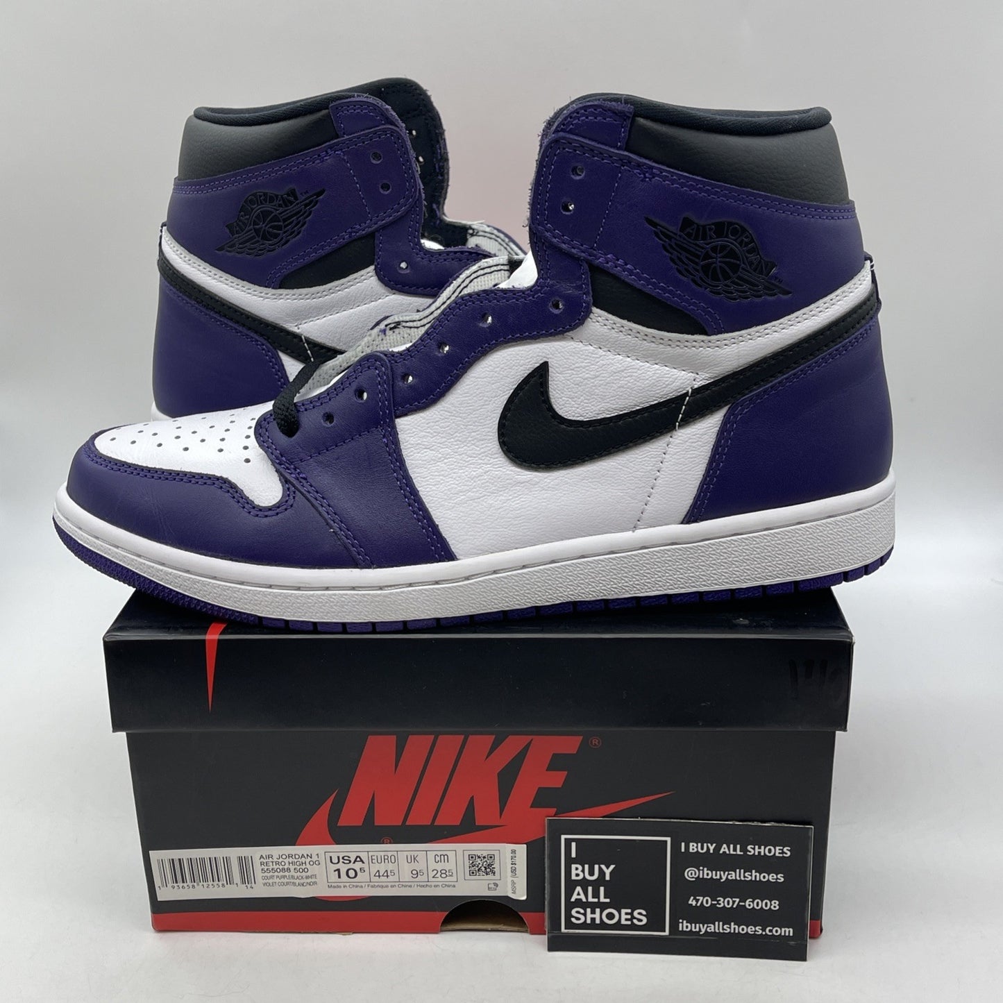 Size 10.5 - Jordan 1 Retro OG High Court Purple 2.0 White Leather (555088-500)