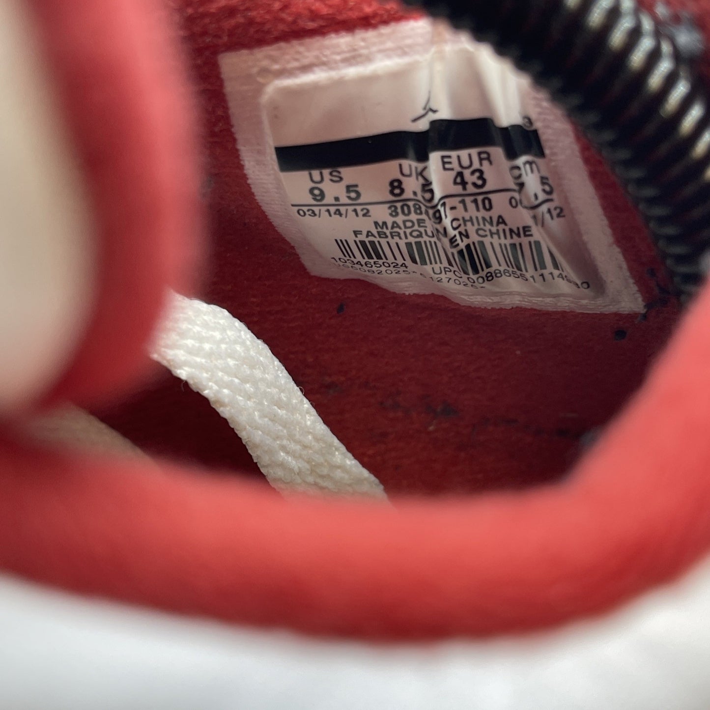 Size 9.5 - Jordan 4 Retro Fire Red White Black Leather (308497-110)