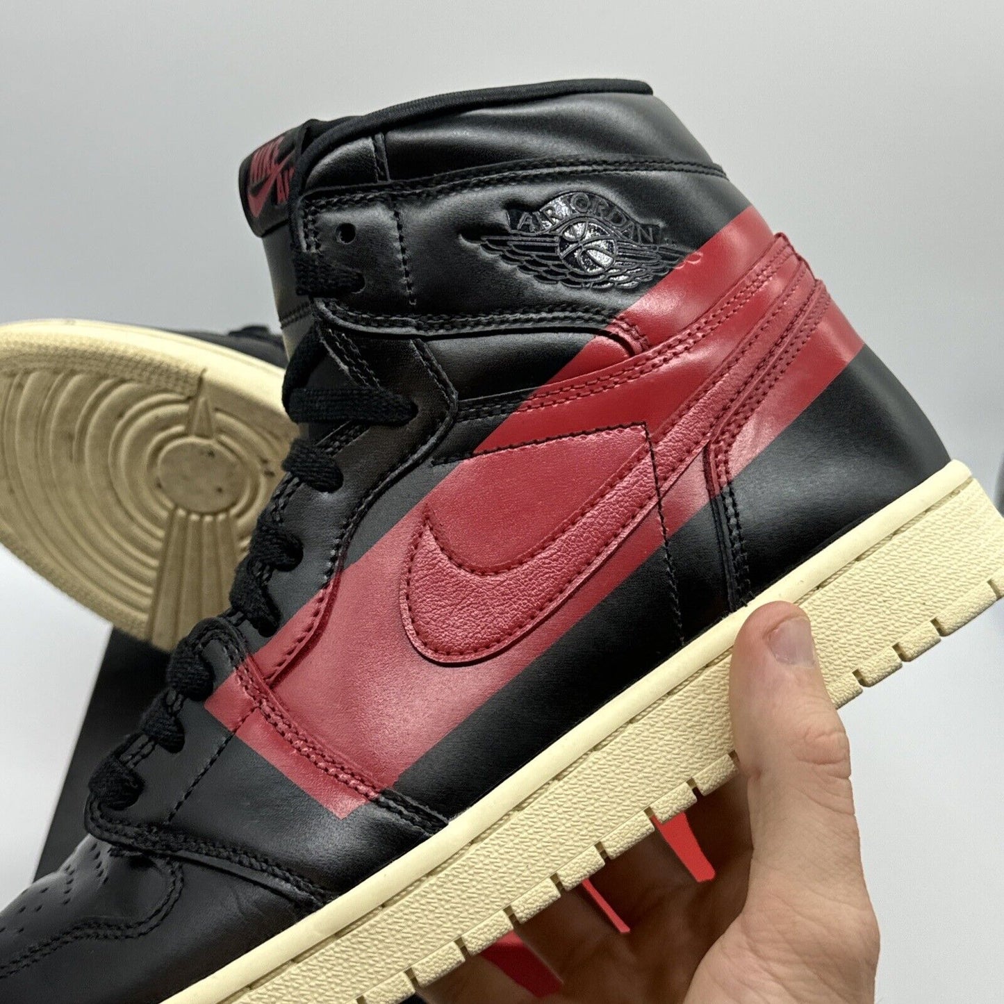 Size 10.5 - Jordan 1 Retro High OG Couture 2019 Black Red Cream Satin Leather