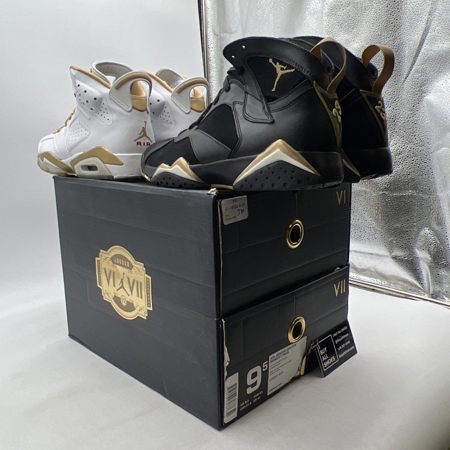 Size 9.5 - Air Jordan 7/6 Retro Golden Moments Pack (535357-935)