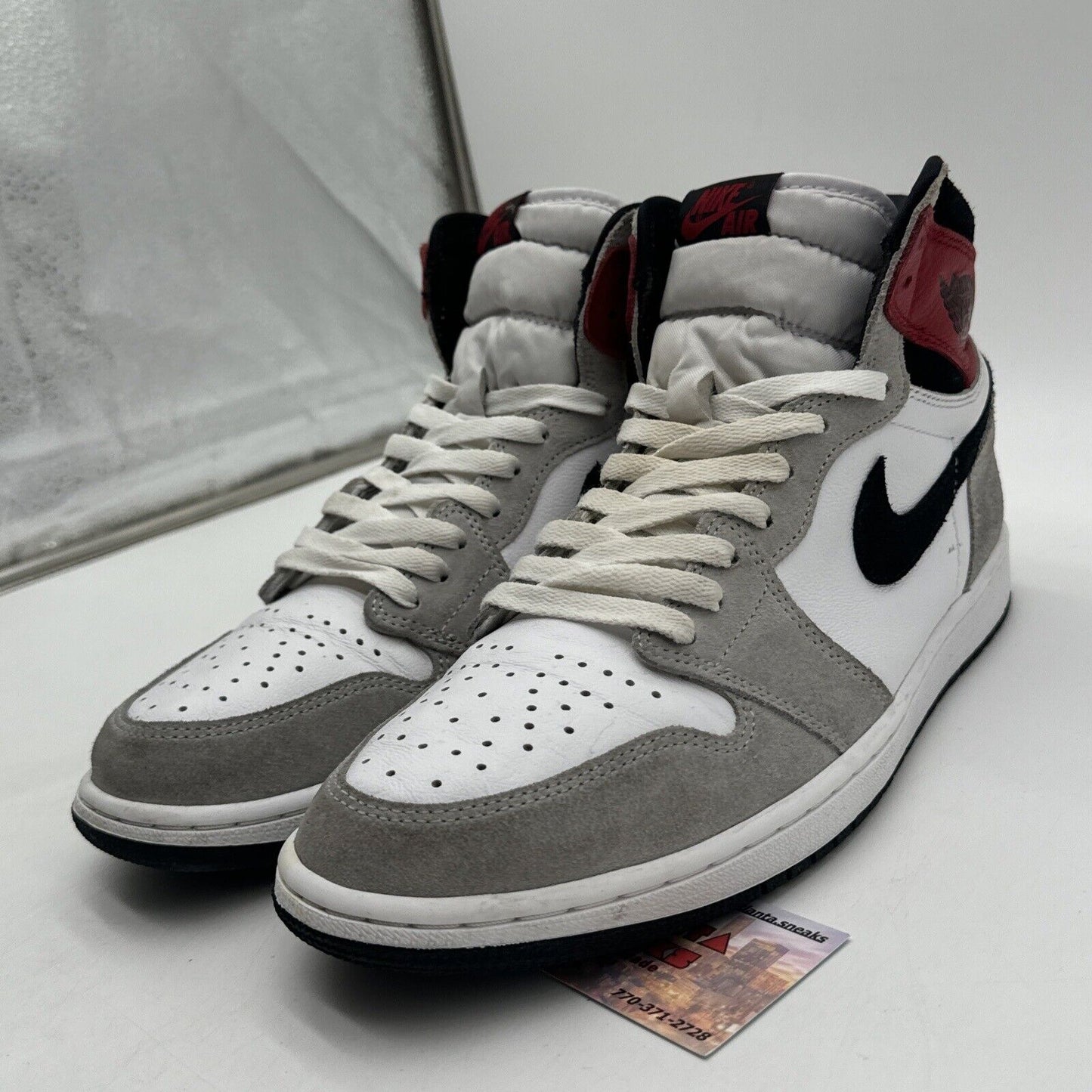 Size 11 - Jordan 1 Retro High OG Smoke Gray 2020 Red Leather Deep Suede White