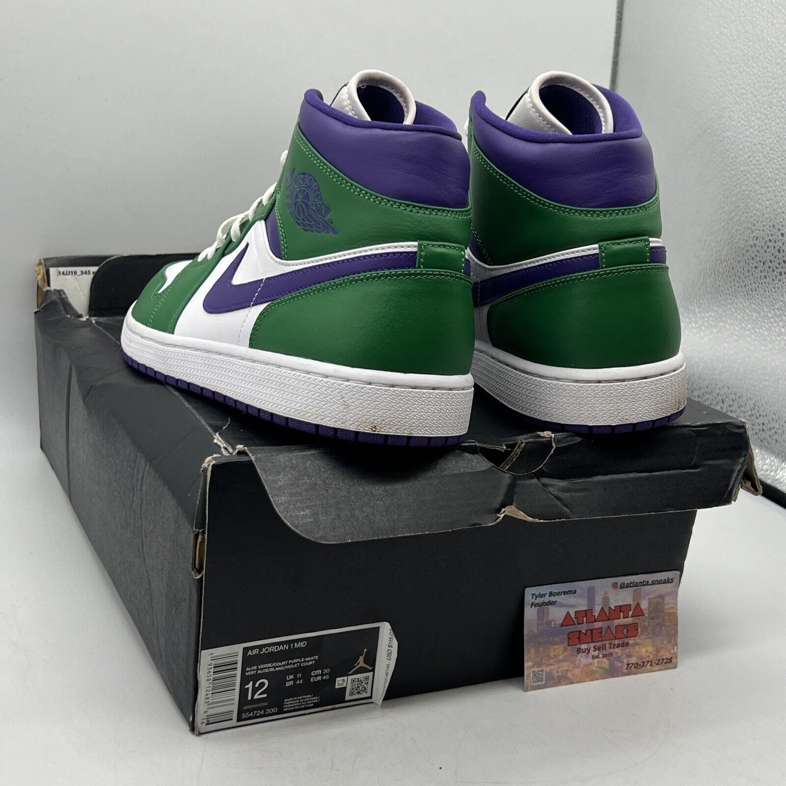 Size 12 - Air Jordan 1 Hulk - (554724-300) White Green Purple Leather Used