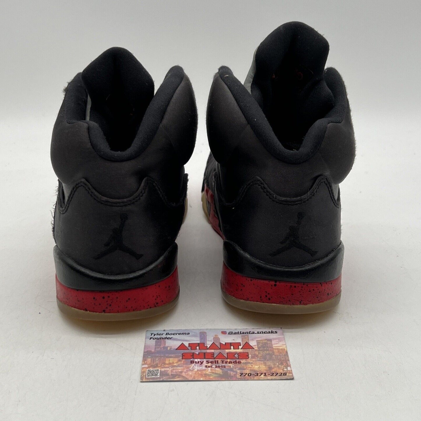 Size 9.5 - Air Jordan 5 Retro Satin Bred Black Red (136027-006)