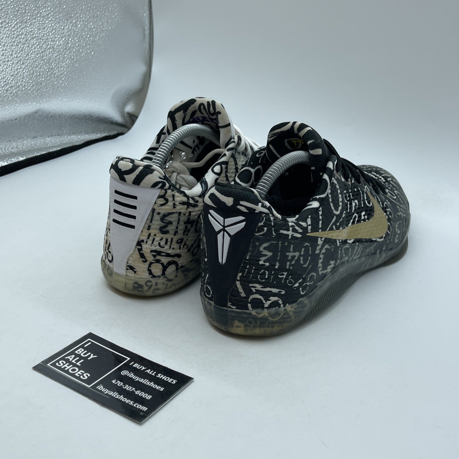 Size 9.5 - Nike Kobe 11 iD Mamba Day White Gold Black Mismatched (865773-992)