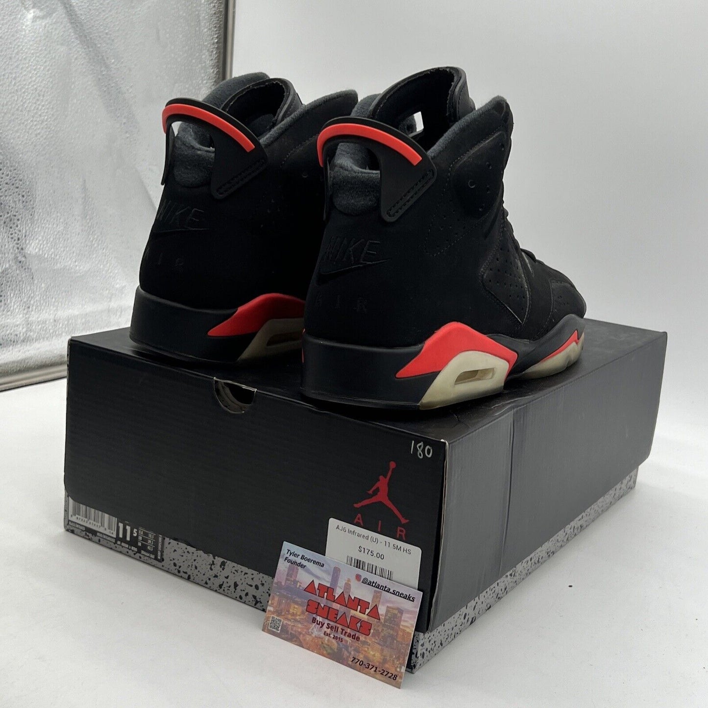 Size 11.5 - Jordan 6 Retro Mid Infrared Black Red Suede (384664-060)