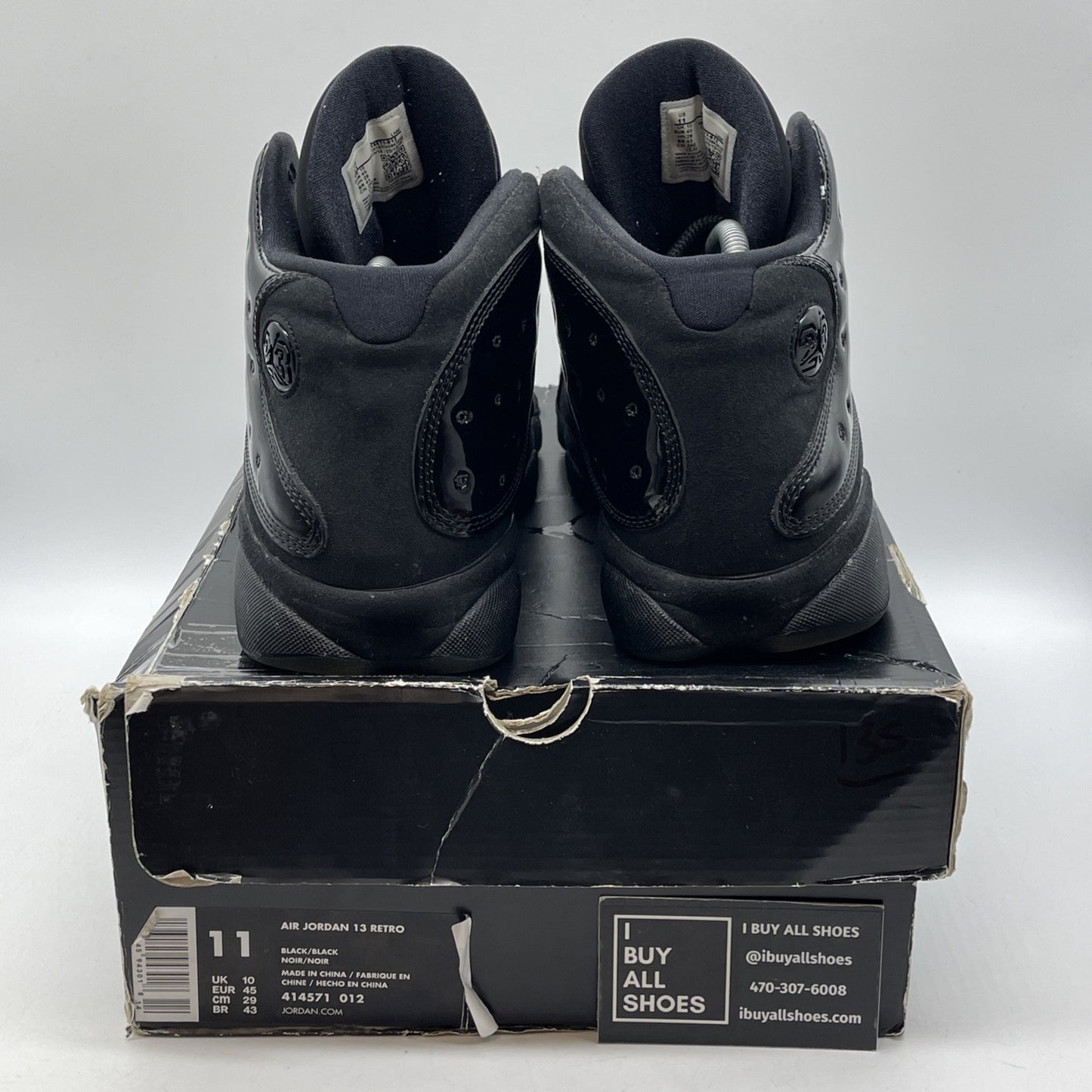 Size 11 - Air Jordan 13 Retro Cap and Gown Black Suede Leather (414571-012)