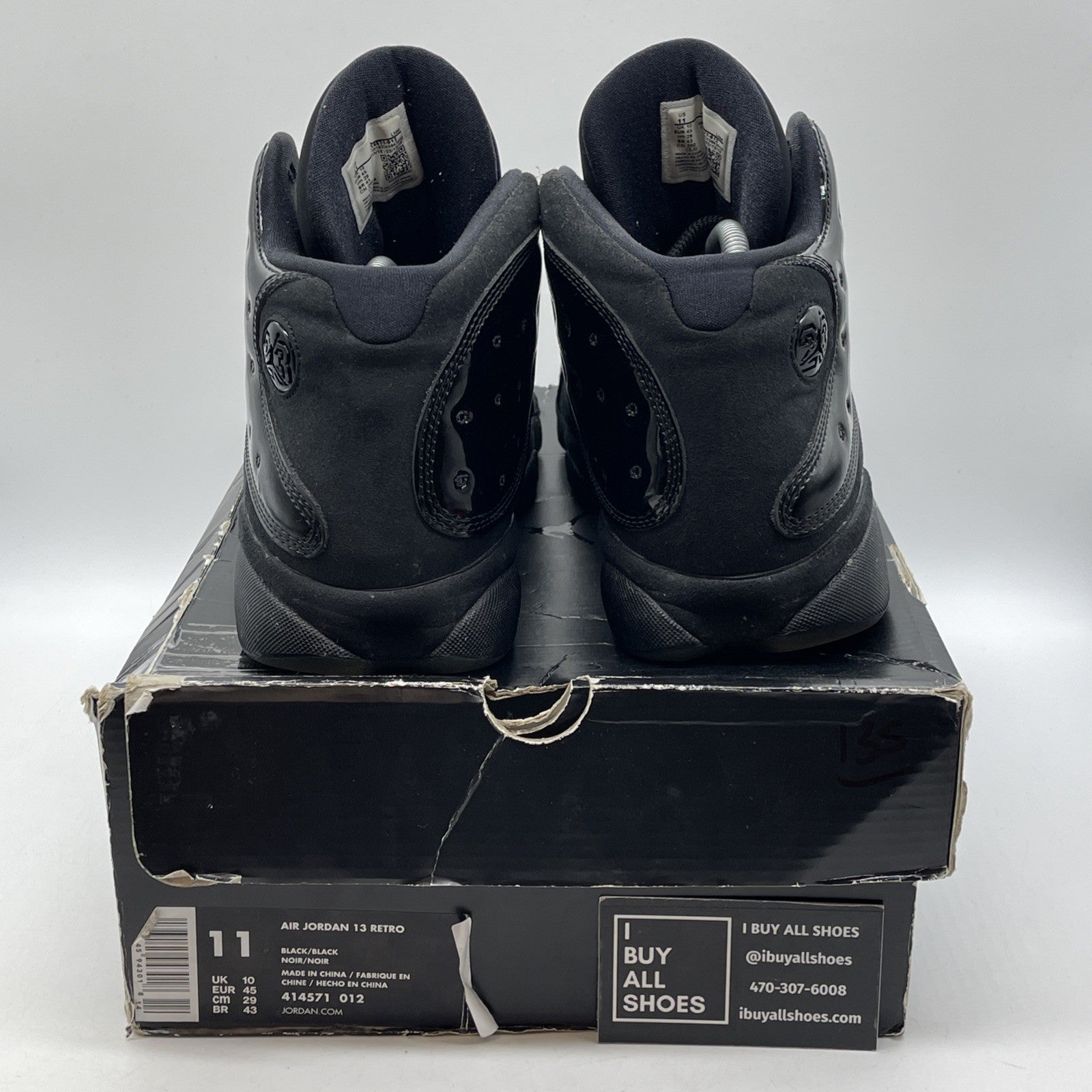 Size 11 - Air Jordan 13 Retro Cap and Gown Black Suede Leather (414571-012)