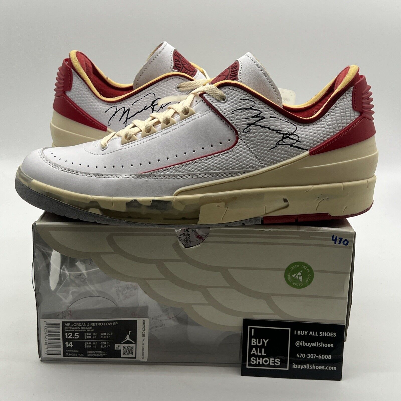Size 12.5 - Air Jordan 2 Retro Low SP Off-White Varsity Red (DJ4375-106)