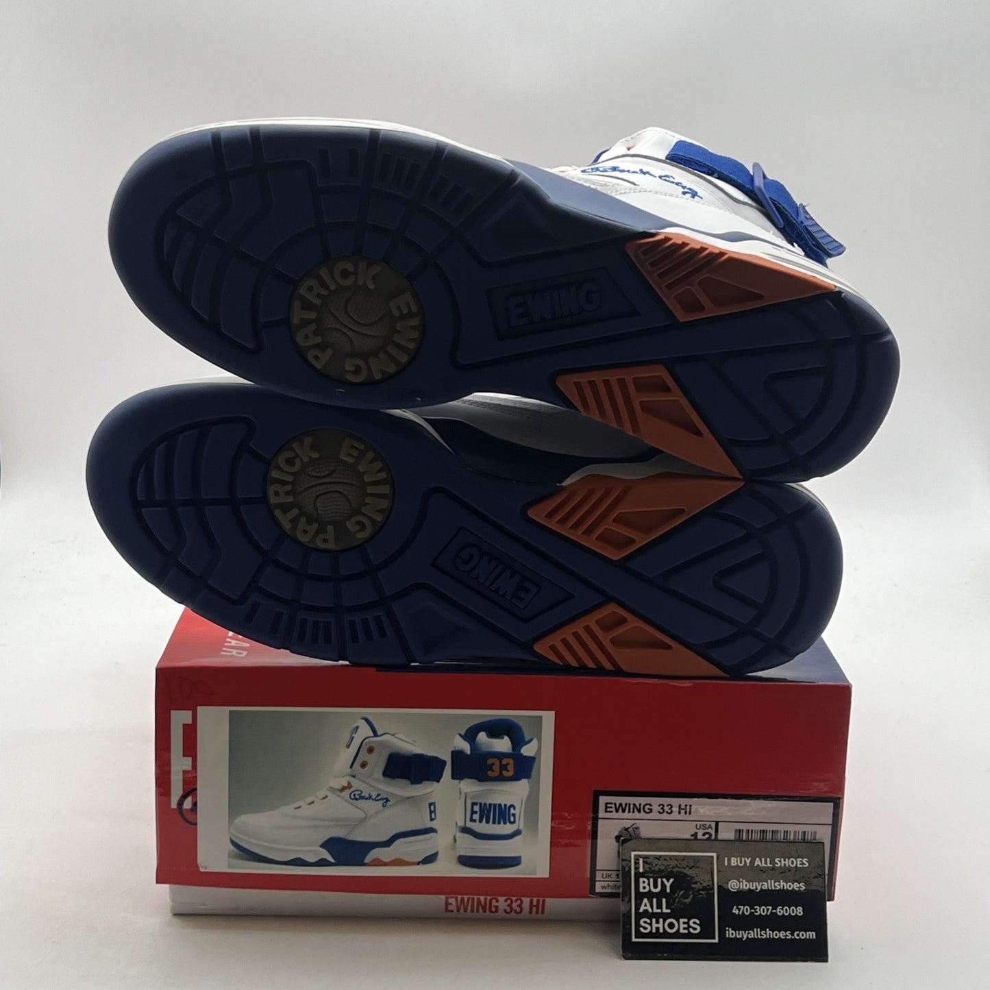 Size 13 - Patrick Ewing 33 Hi White Royal Orange (1VB90014-136)