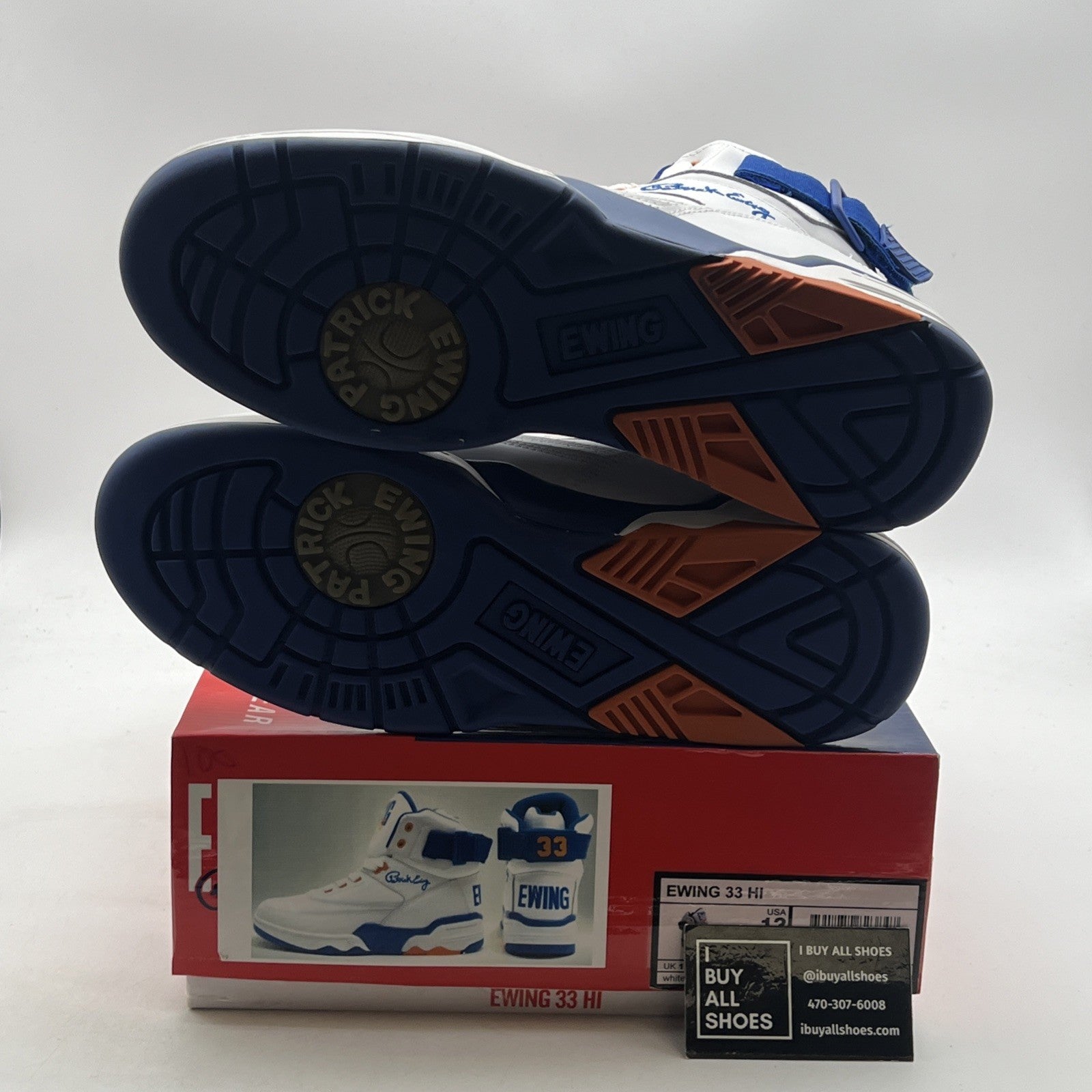 Size 13 - Patrick Ewing 33 Hi White Royal Orange (1VB90014-136)