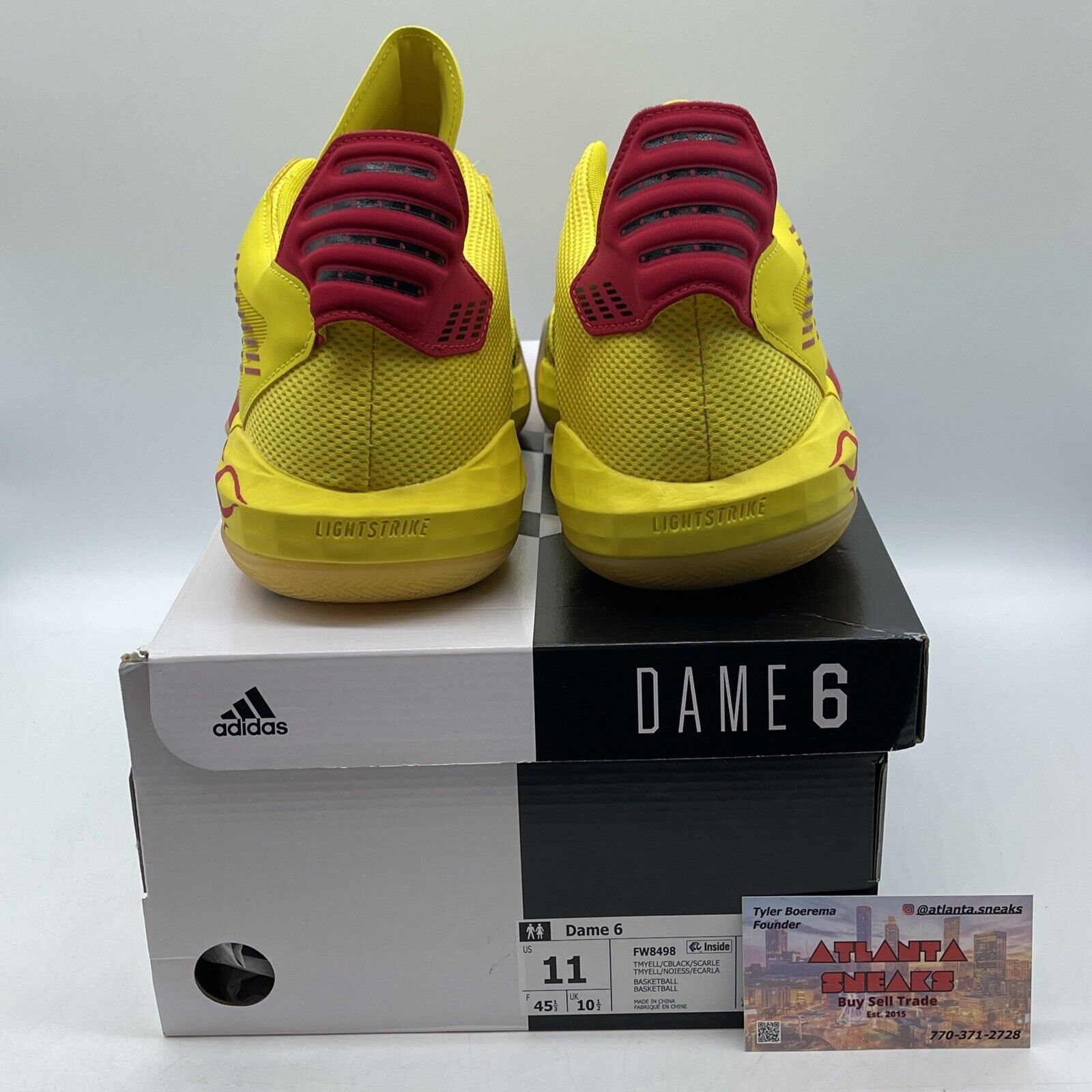 Size 11 - adidas Dame 6 Hot Rod Yellow Black Red (FW8498)