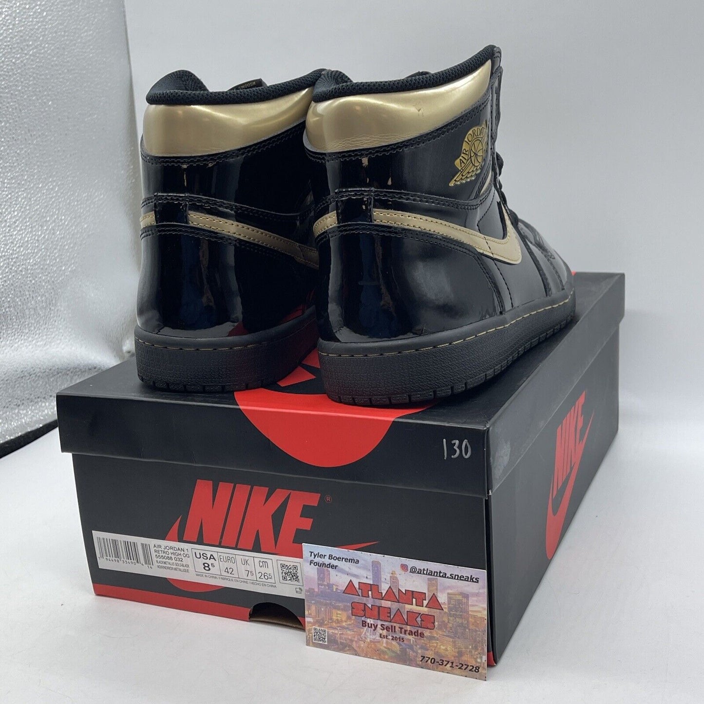 Size 8.5 - Jordan 1 High Black Metallic Gold Leather (555088-032)