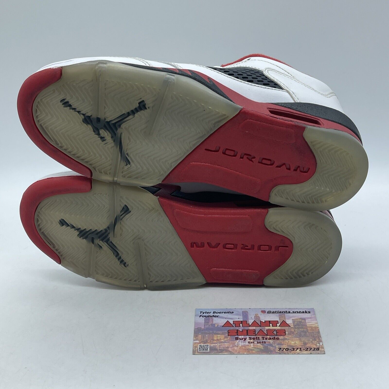 Size 4.5Y- Air Jordan 5 Retro 2016 Low Fire Red Black White Leather (314338-101)