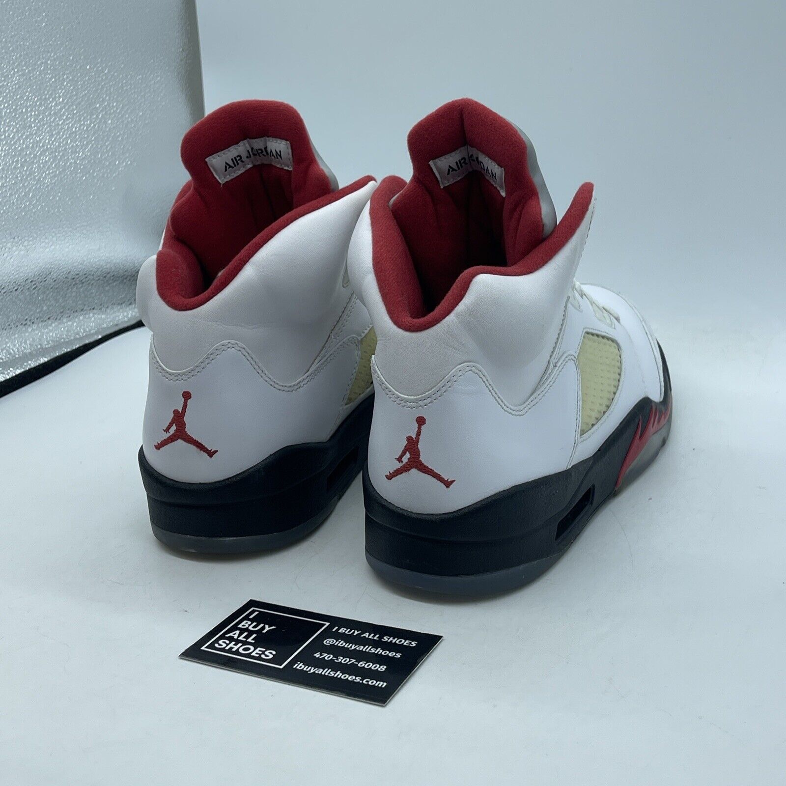 Size 9.5 - Air Jordan 5 Retro 2013 Fire Red White Black Leather (136027-100)