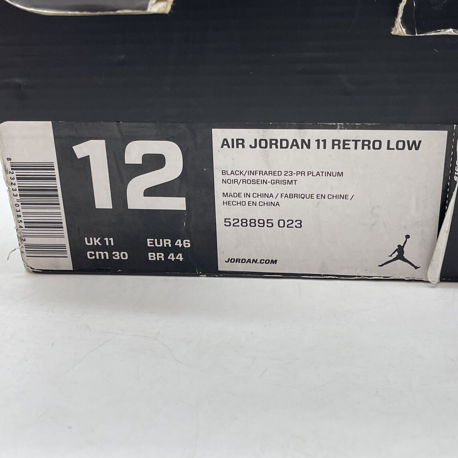 Size 12 - Air Jordan 11 Retro Low Infrared 23 Black Suede Leather (528895-023)
