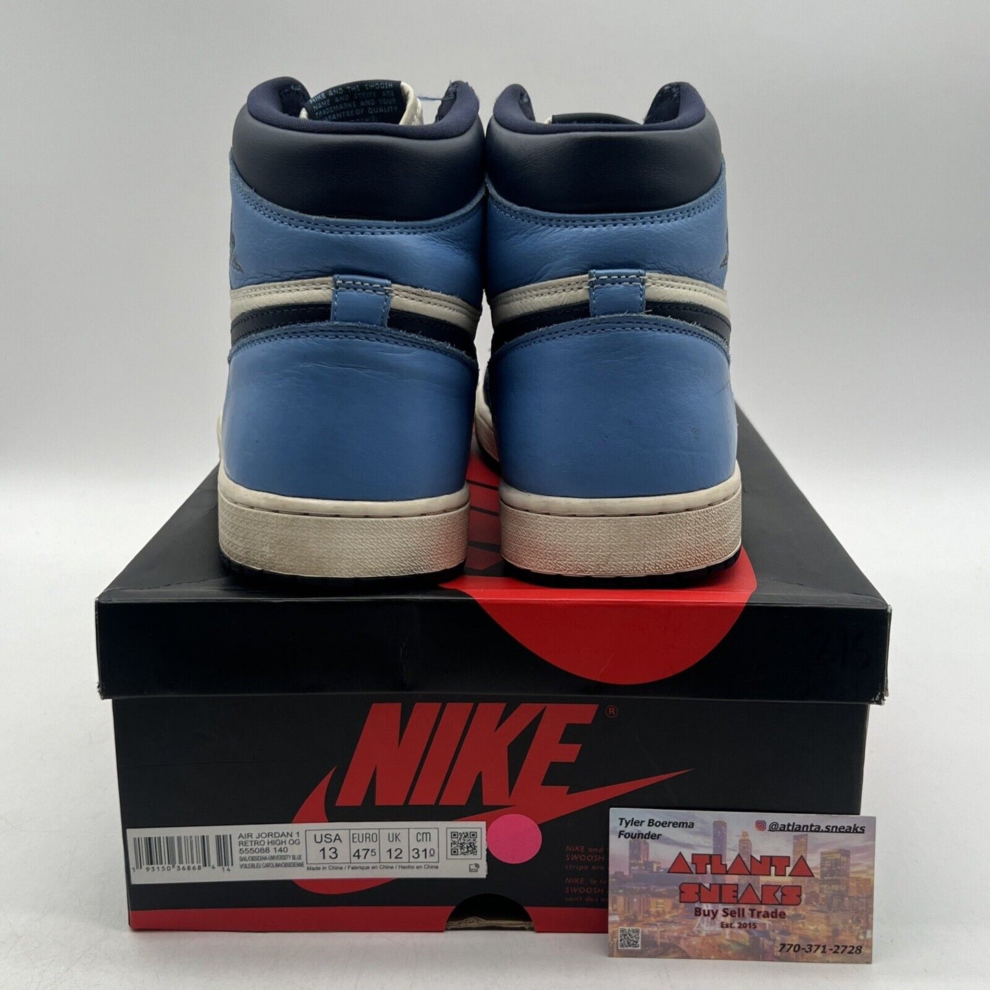 Size 13 - Jordan 1 Retro OG High Obsidian UNC 2019 Navy White (555088-140)