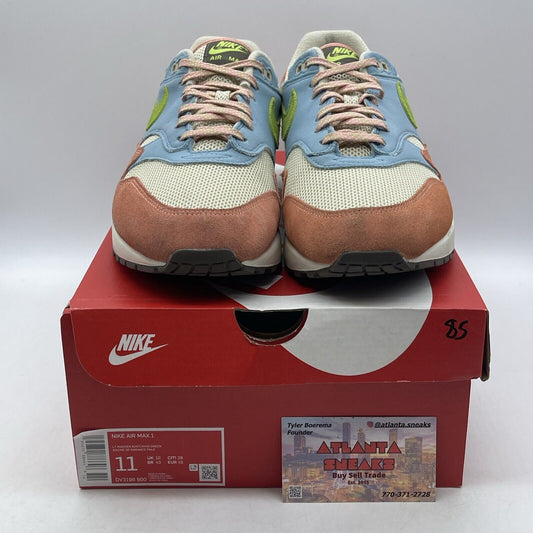 Size 11 - Nike Air Max 1 Light Madder Root White Pink Blue Suede (DV3196-800)