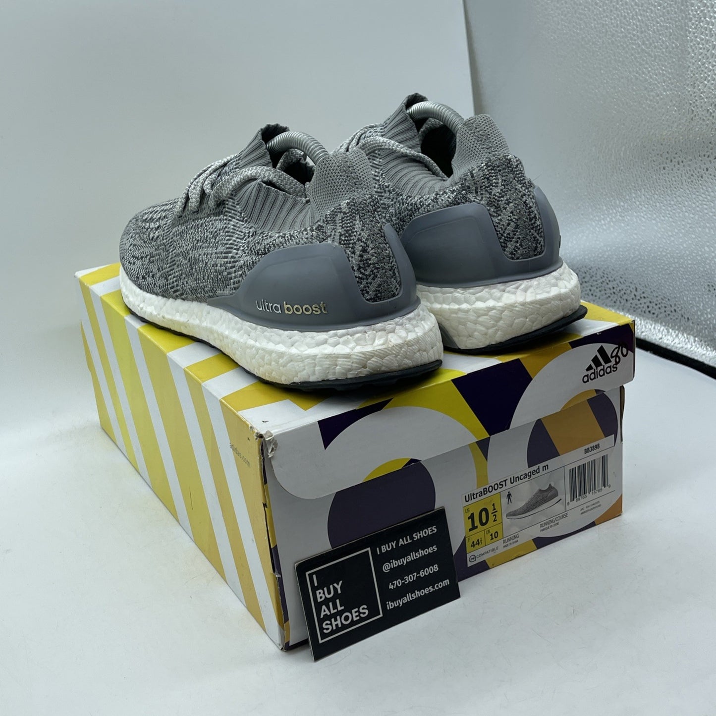Size 10.5 - adidas UltraBoost Uncaged Grey White Suede (BB3898)