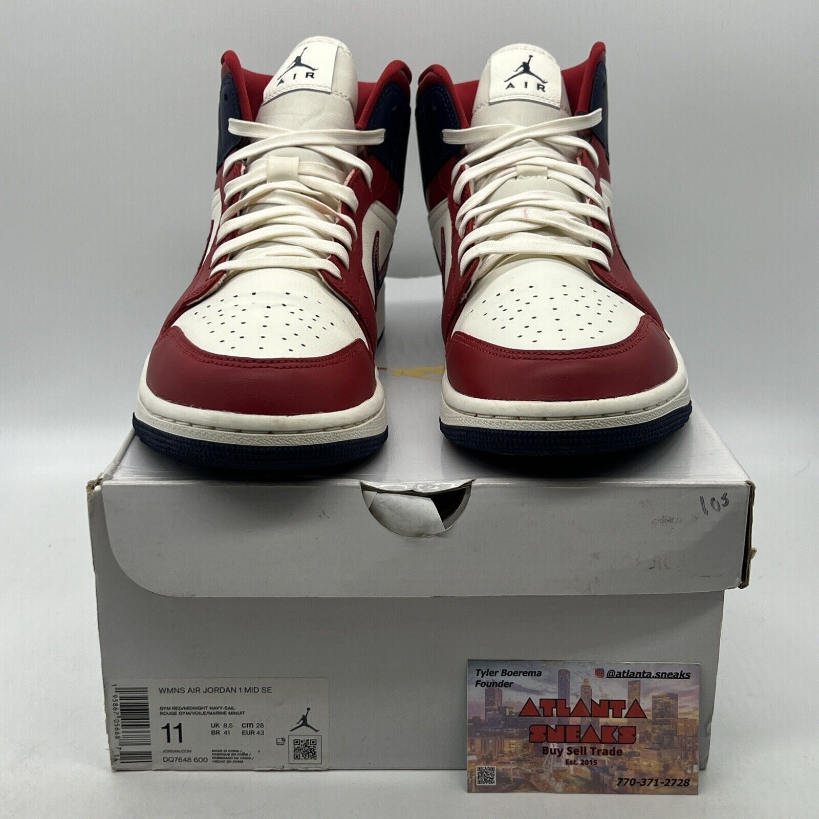 Size 11 - Air Jordan 1 SE 2022 Mid USA W Red White Navy Leather (DQ7648-600)