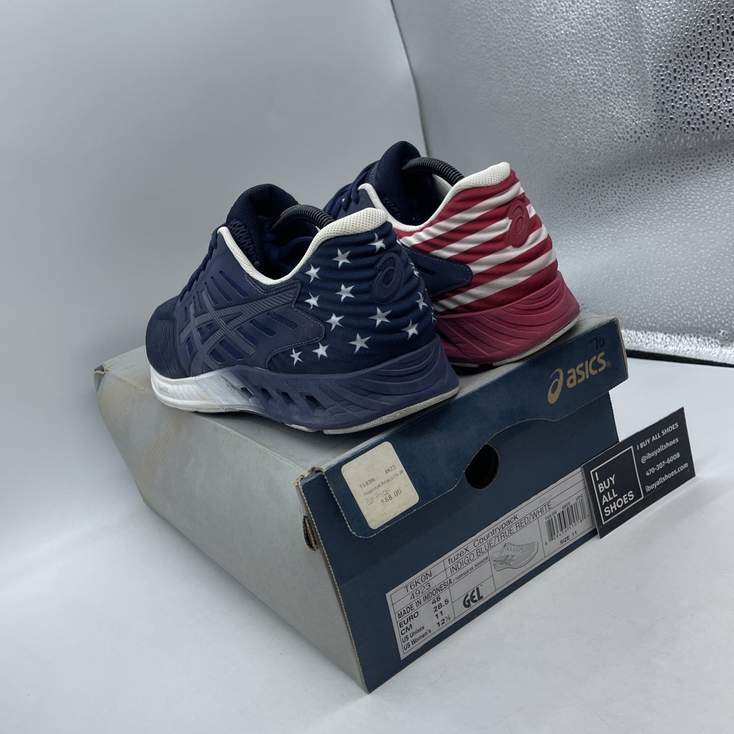 Size 11 - Asics FuzeX Country Pack USA  Running Trainers Navy (T6K0N)
