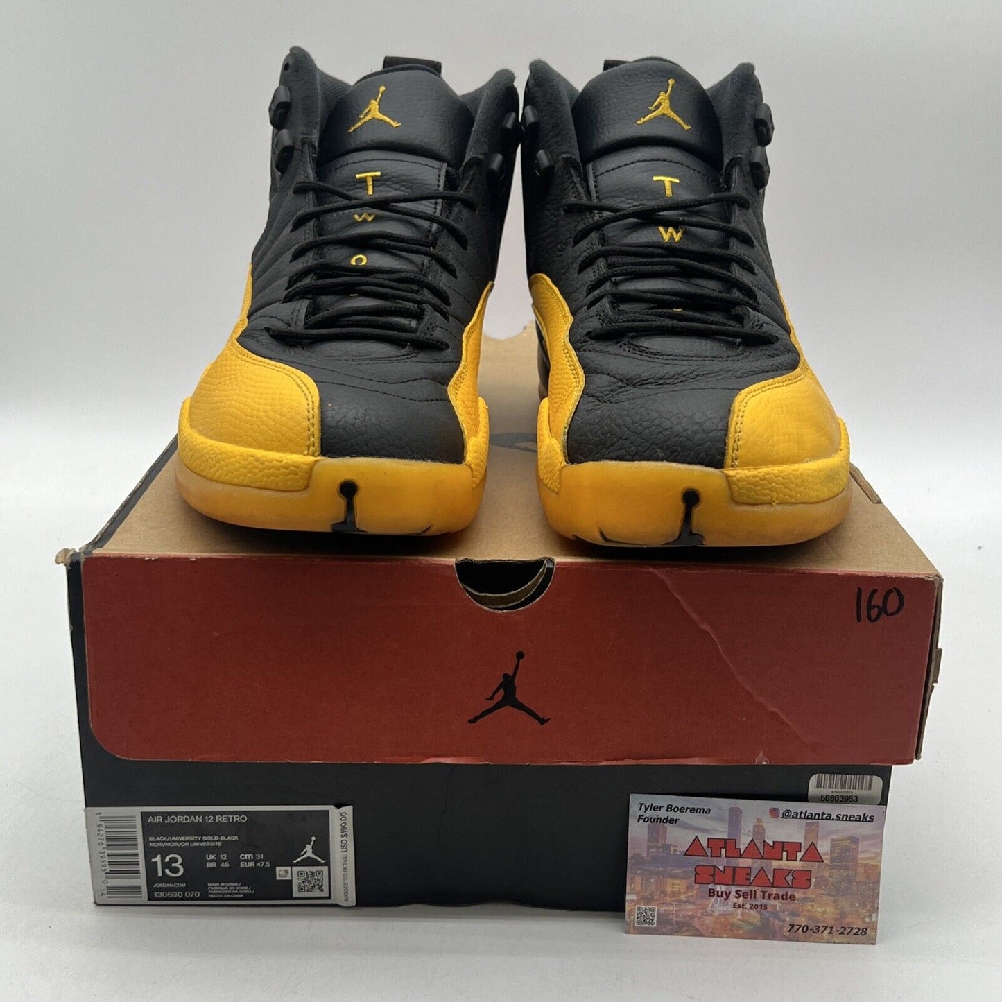 Size 13 - Jordan 12 Retro University Gold 2020 Black Yellow Leather (130690-070)