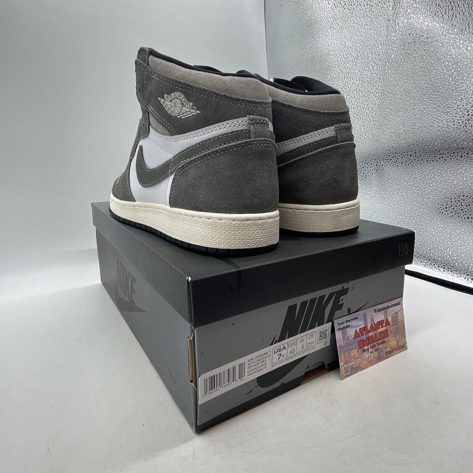 Size 7Y - Jordan 1 High Retro OG Washed Black White Black Grey (FD1437-051)