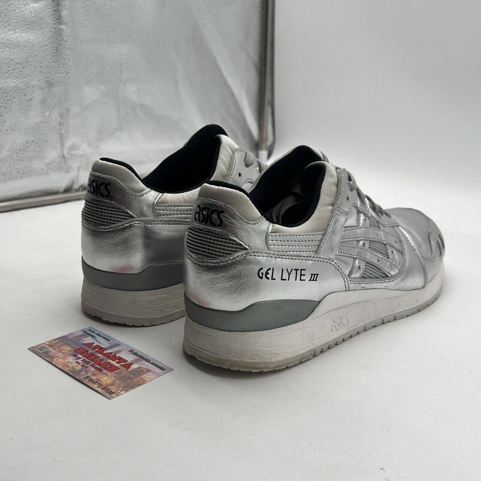 Size 12 - Asics Gel Lyte III Athletic Shoes Blemish HL504 Metallic Silver