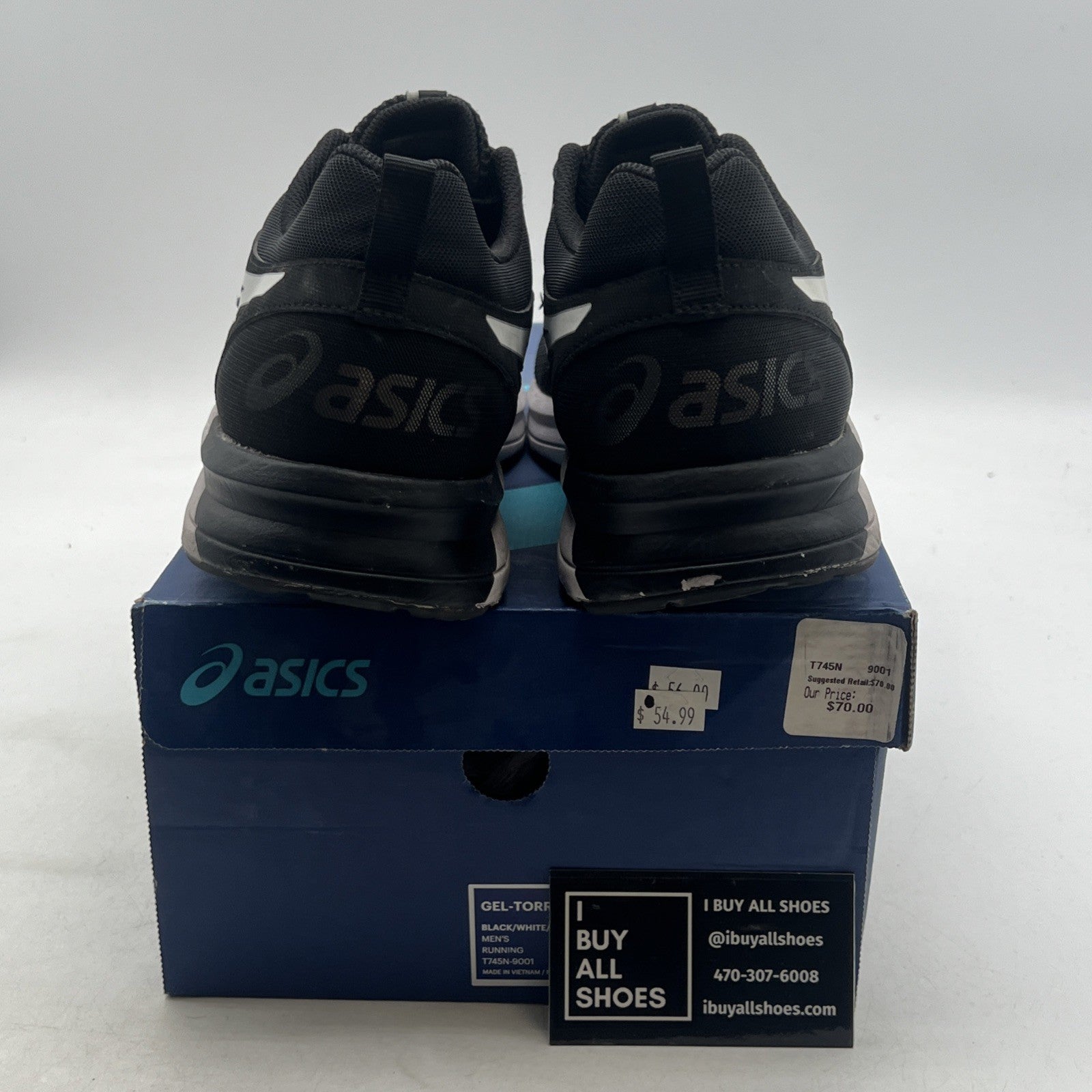Size - 11.5 - Asics Mens Gel-Torrance Running Shoes Black White (T745N-9001)