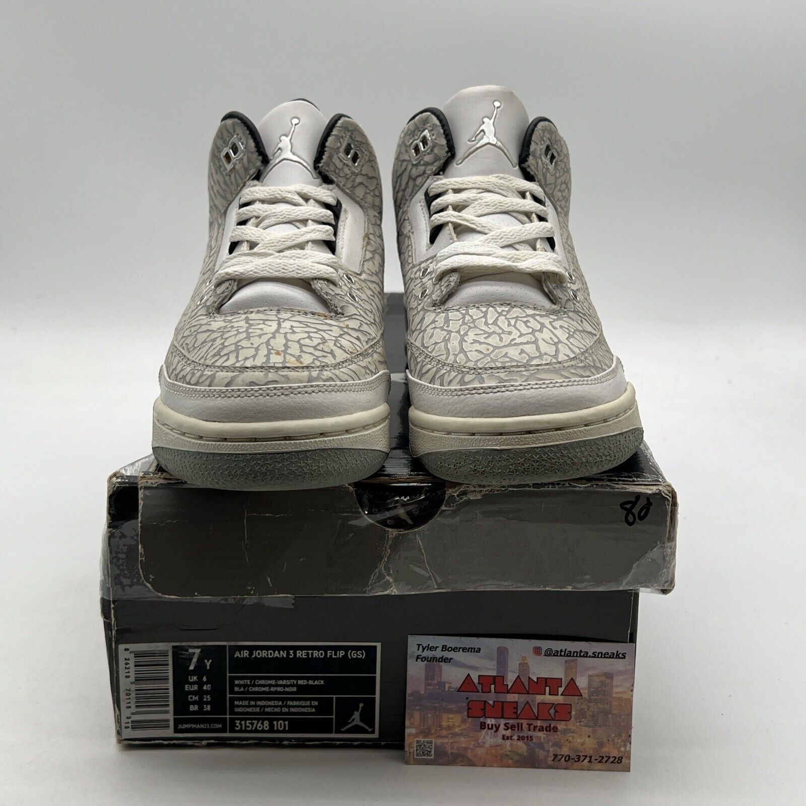 Size 7Y - Air Jordan 3 Retro FLIP GS - (315768-101) - White Chrome Black