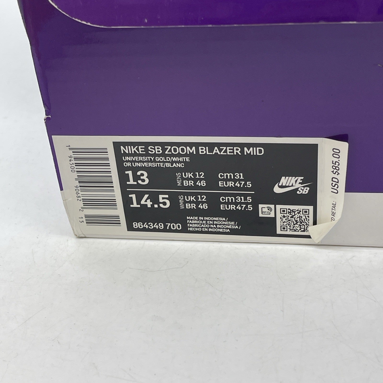 Size 13 - Nike Zoom Blazer SB Mid University Gold (864349-700)