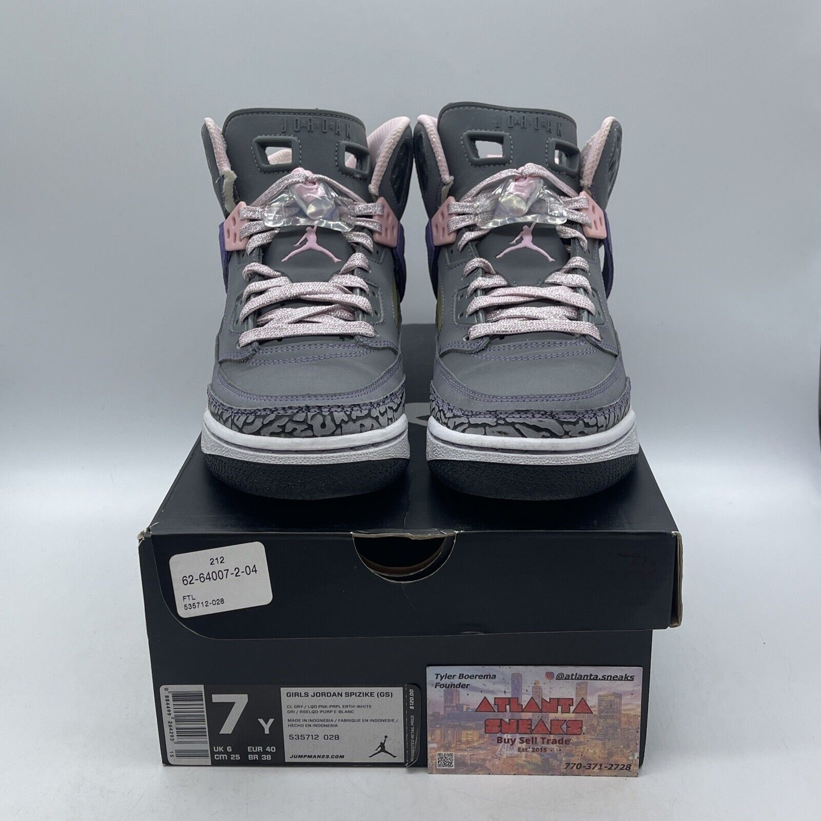 Size 7Y (GS) - Jordan Spizike Mid Purple Earth Grey Suede Leather 535712-028