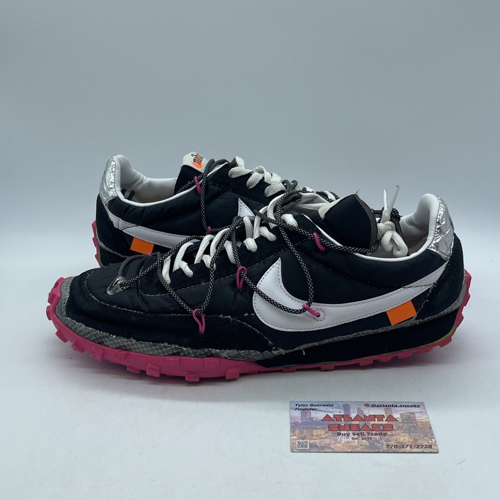 Size 14.5 - Off Whites Wmns Waffle Racer Fuchsia black Suede White  (CD8180-001)