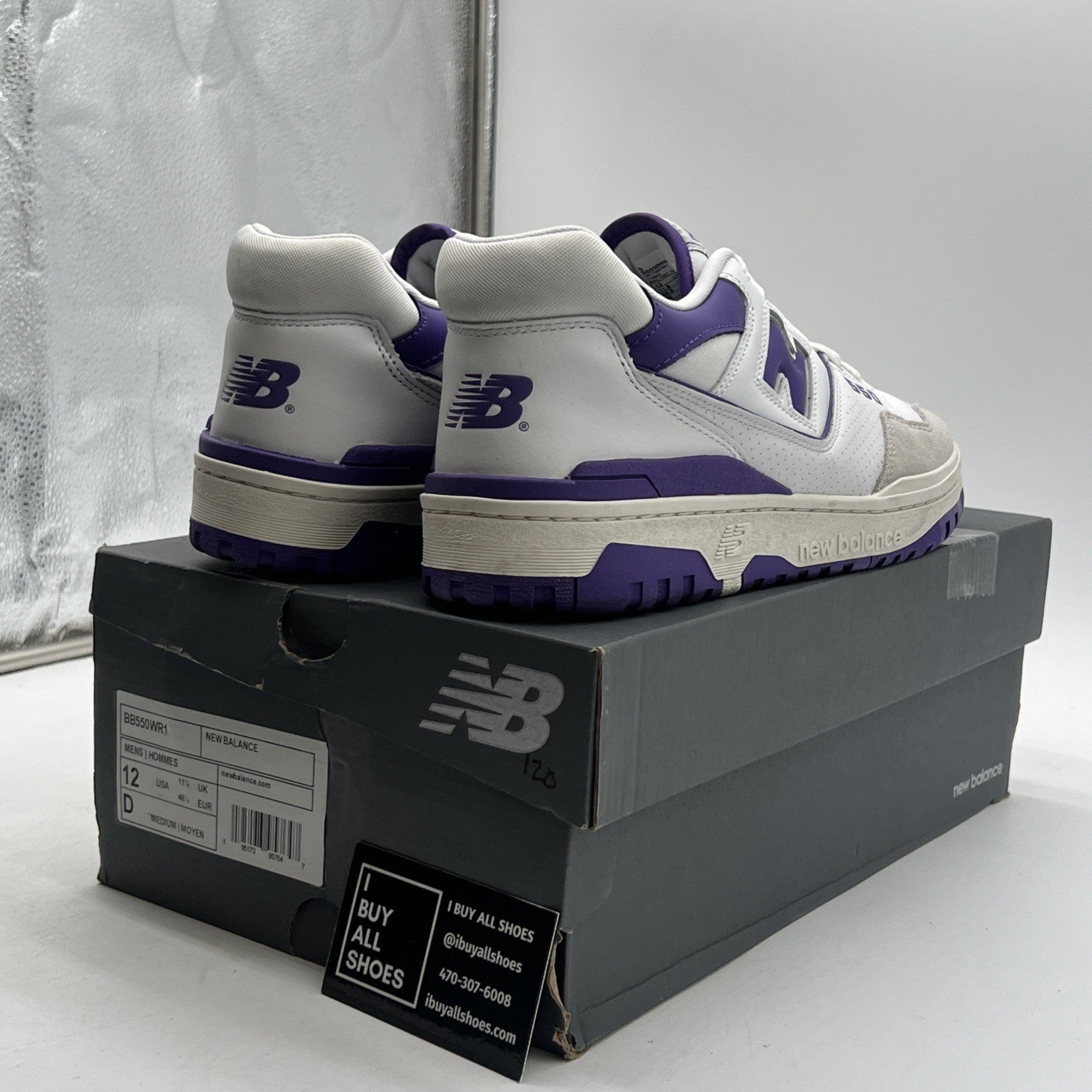 Size 12 - New Balance 550 White Purple (BB550WR1)