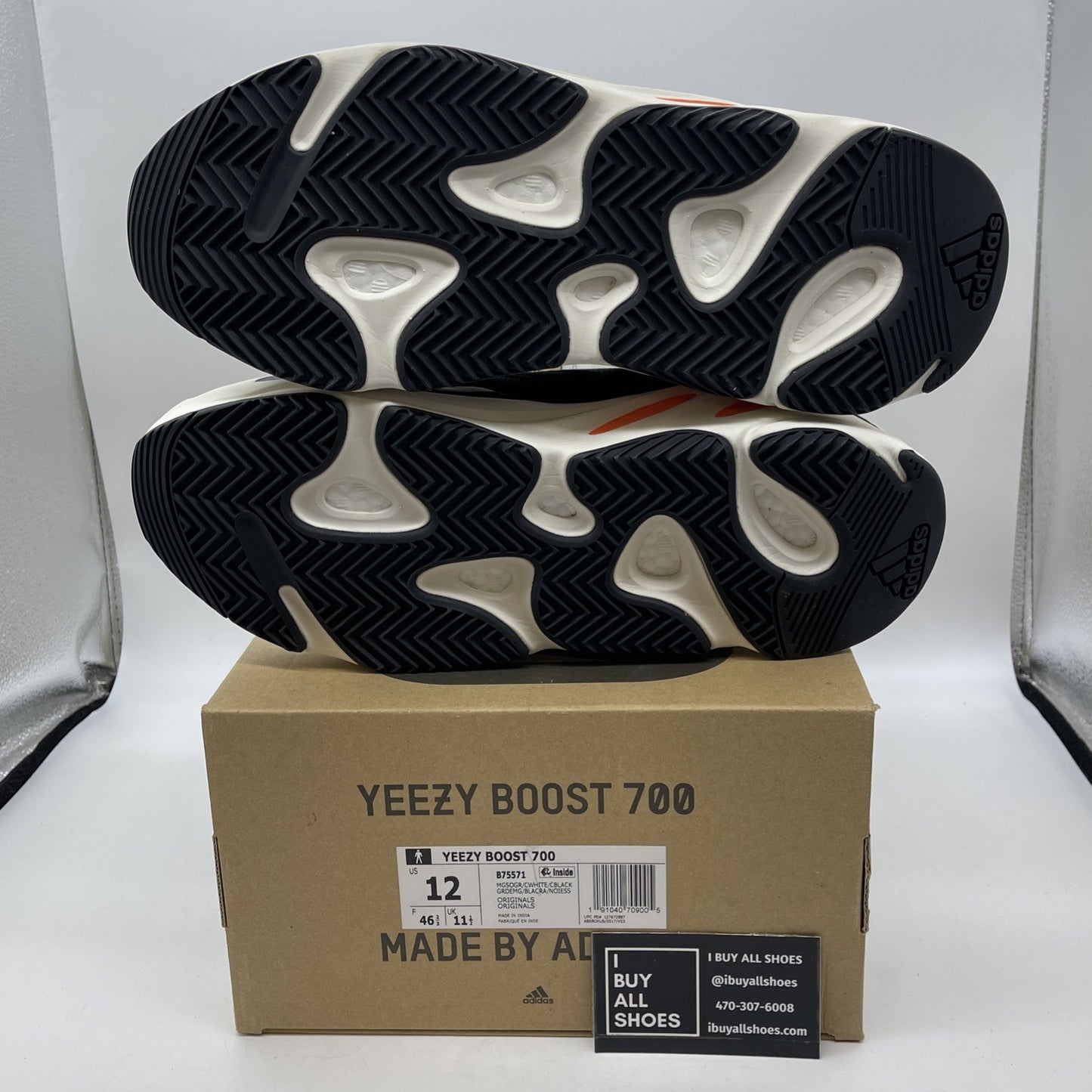 Size 12 - adidas Yeezy Boost 700 Low Wave Runner Black Grey (B75571)