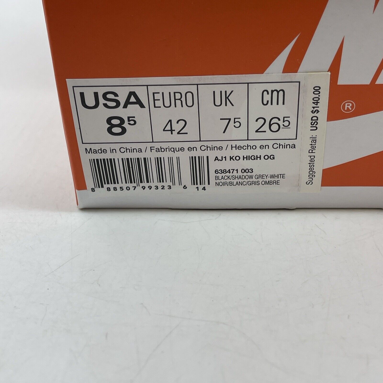 Size 8.5 - Jordan AJKO Retro High Shadow Grey Black Suede Leather (638471-003)