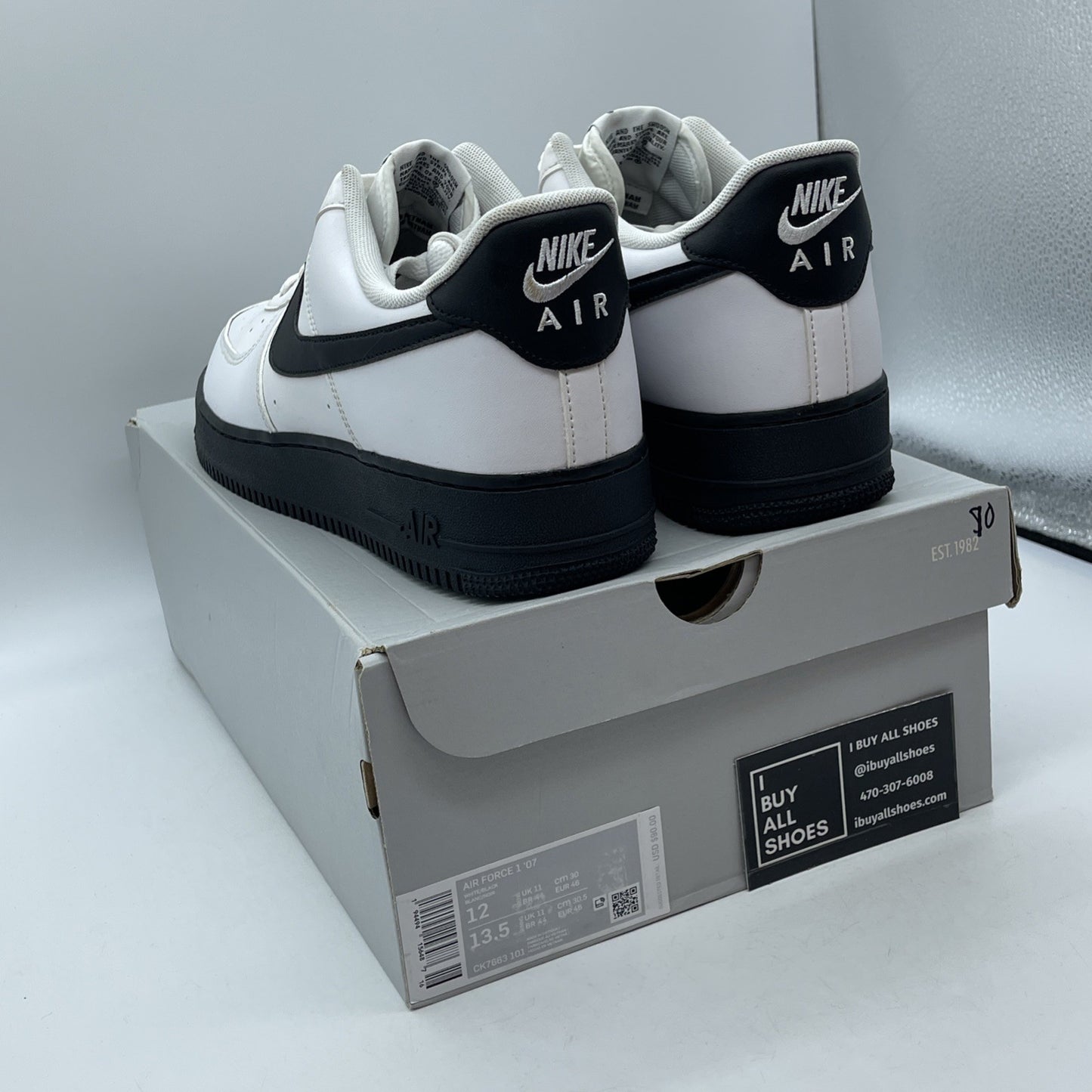 Size 12 - Nike Air Force 1 Low White Black Sole Leather (CK7663-101)