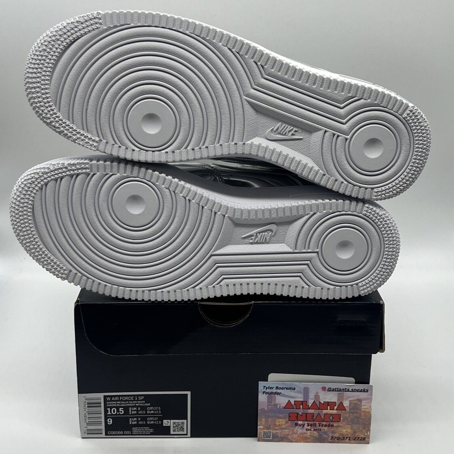 Size 10.5 - Nike Air Force 1 SP Liquid Metal - Chrome W Brand New Og All Silver