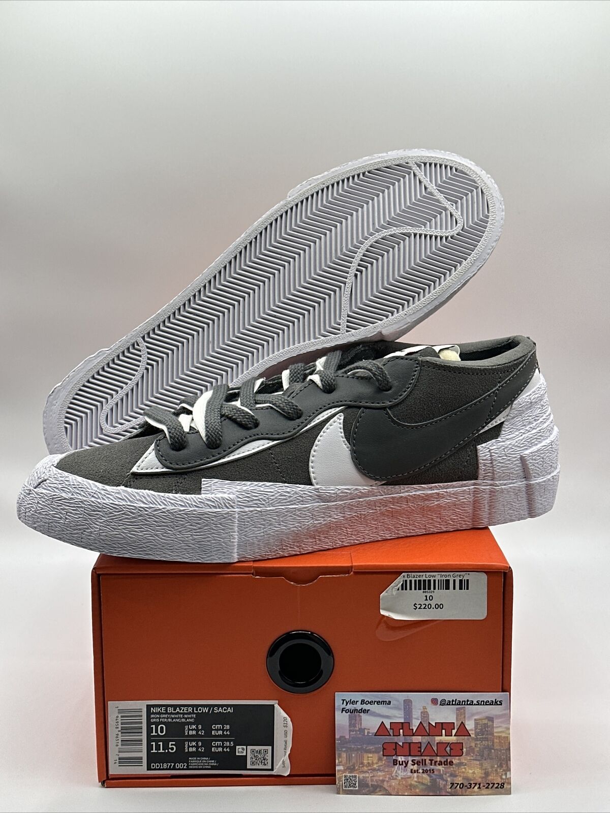 Size 10 - Nike Blazer Low Sacai Dark Grey