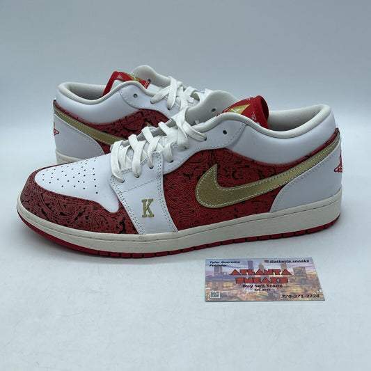 Size 11.5 - Air Jordan 1 SE Low Spades Red White Gold Leather (DJ5185-100)