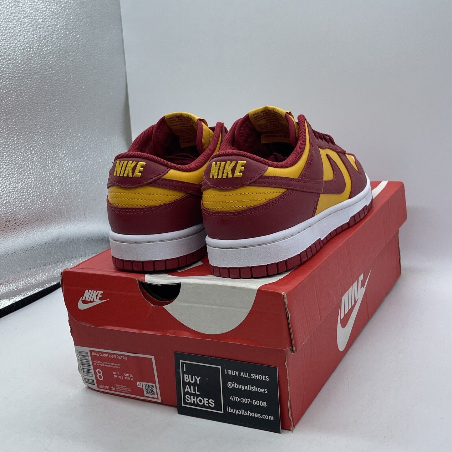 Size 8 - Nike Dunk Low USC Red Yellow White Leather (DD1391-701)