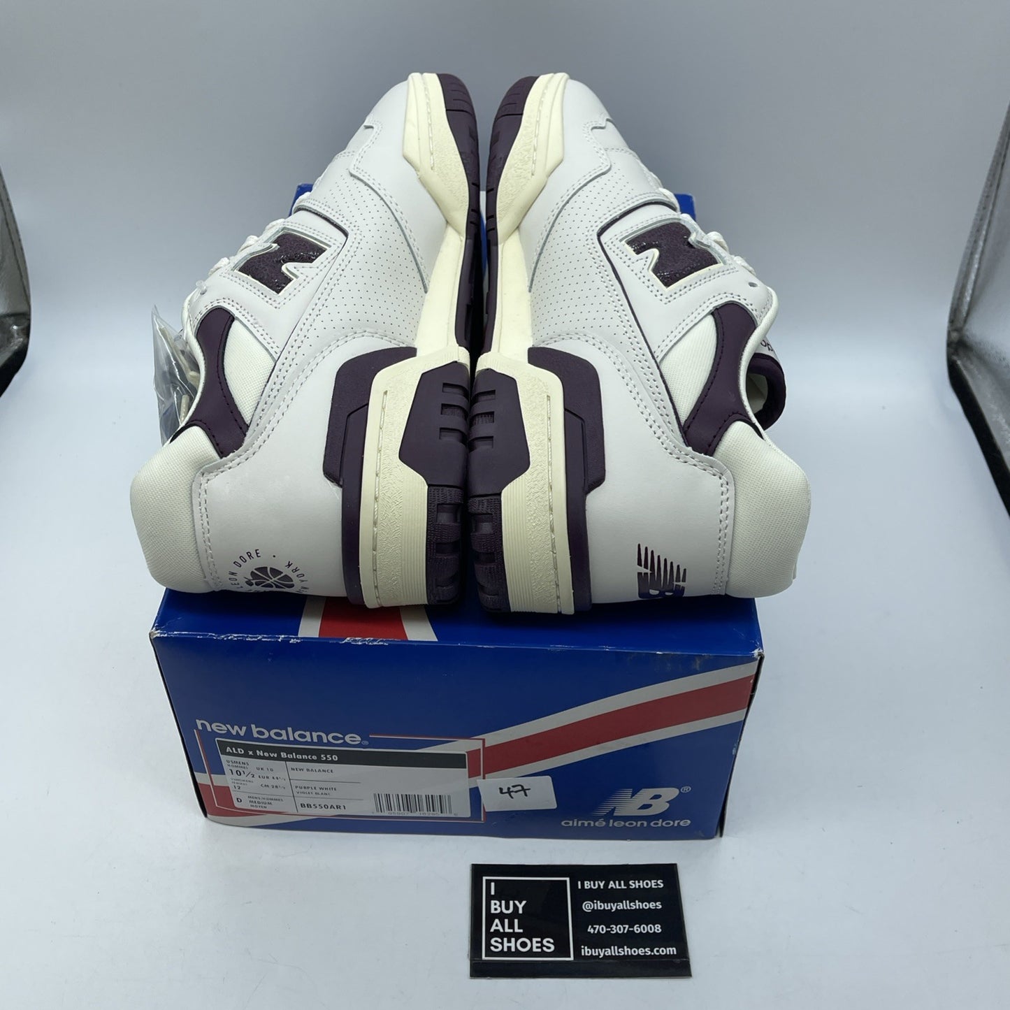Size 10.5 - New Balance Aimé Leon Dore x 550 Purple White Leather (BB550AR1)