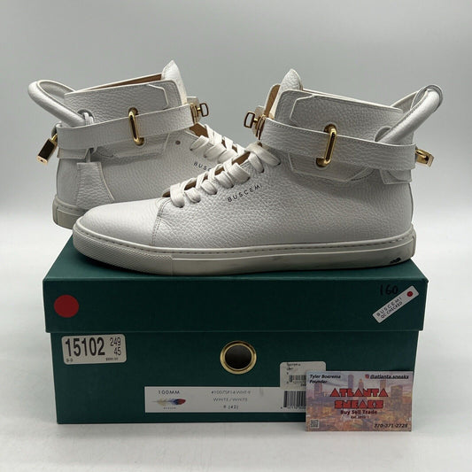 Size 9 - Buscemi Mens 100MM White Leather High Top Sneakers Shoes