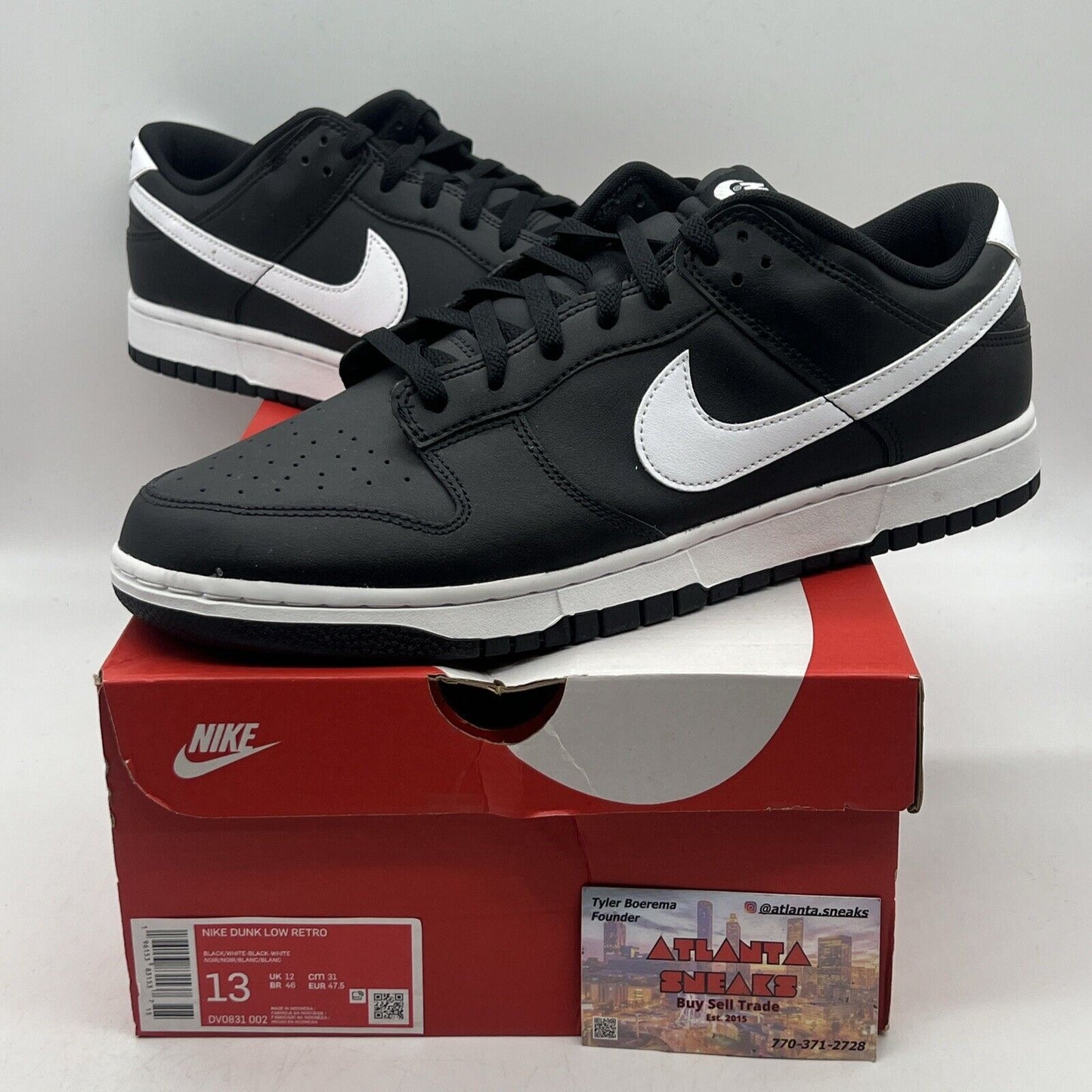 Size 13 - Nike Dunk Low Black Panda 2.0 Brand New Og All